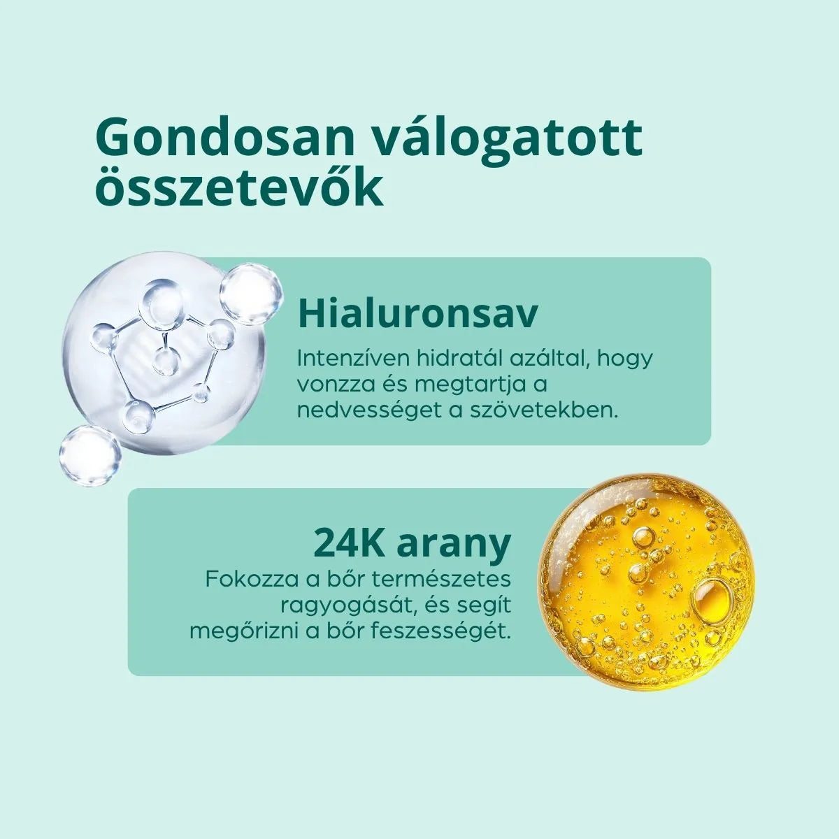 24K arany szérum hialuronsavval, 30 ml