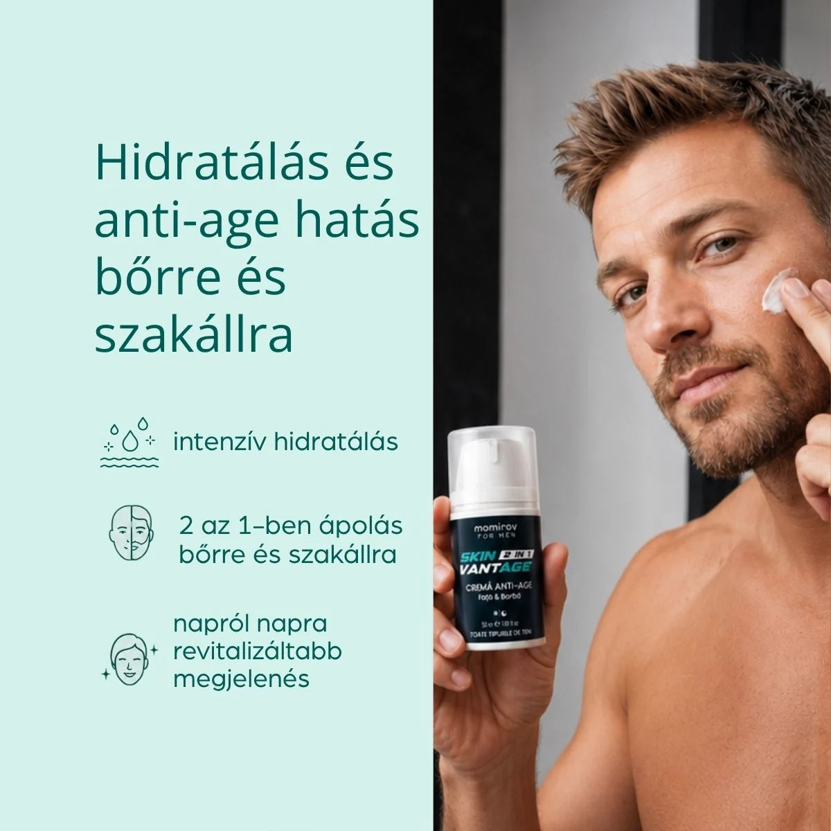 Skin Vantage öregedésgátló férfi krém 2in1, 50 ml