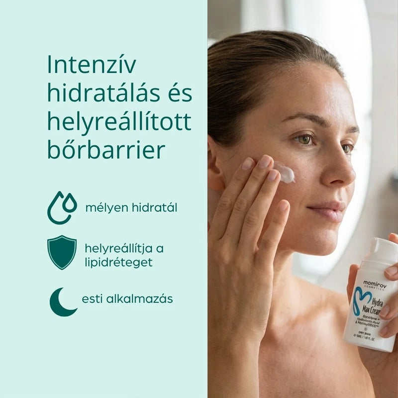 Hydra Max tápláló krém szkvalénnel és hialuronsavval száraz bőrre, 50 ml