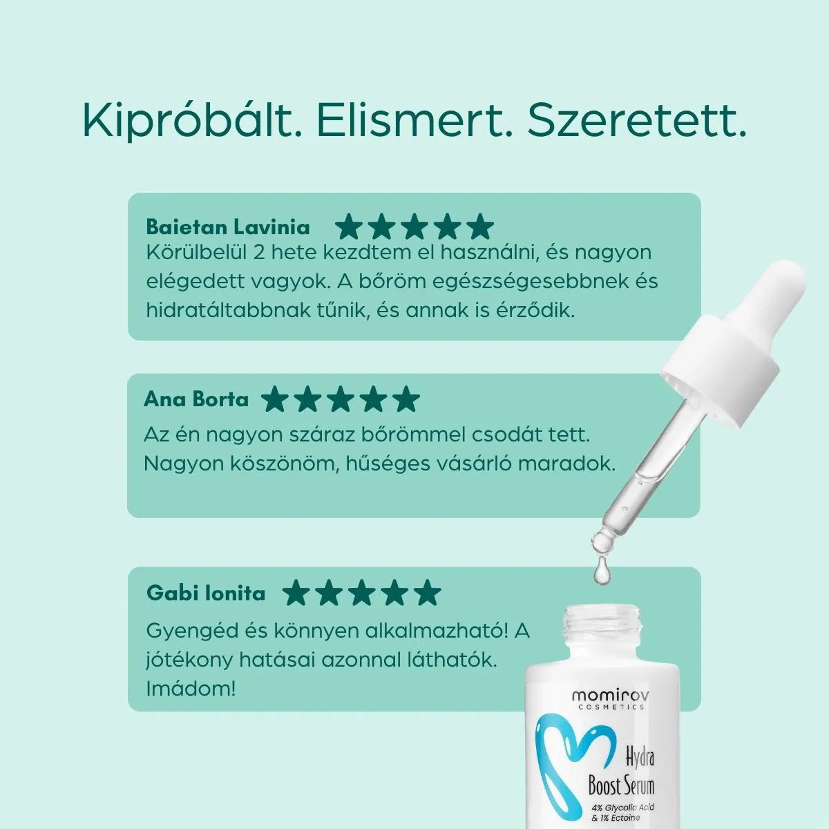 Hydra Boost szérum 4% glikolsavval és 1% ektoinnal száraz bőrre, 30 ml