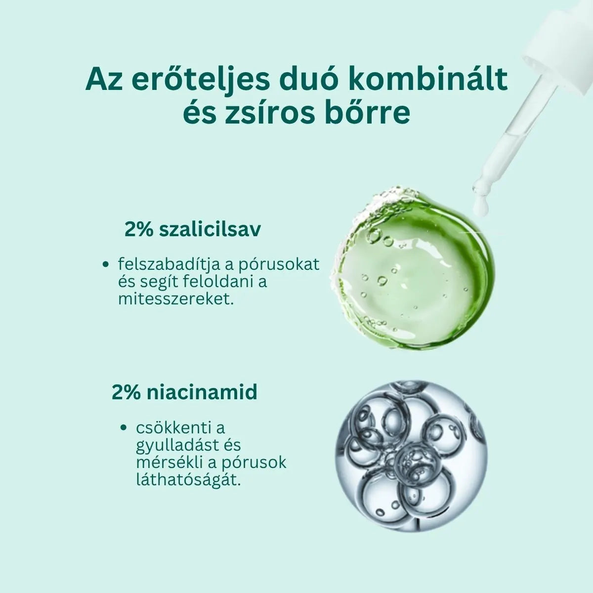 BHA Sebum Control szérum 2% szalicilsavval és 2% niacinamiddal zsíros és kombinált bőrre, 30 ml