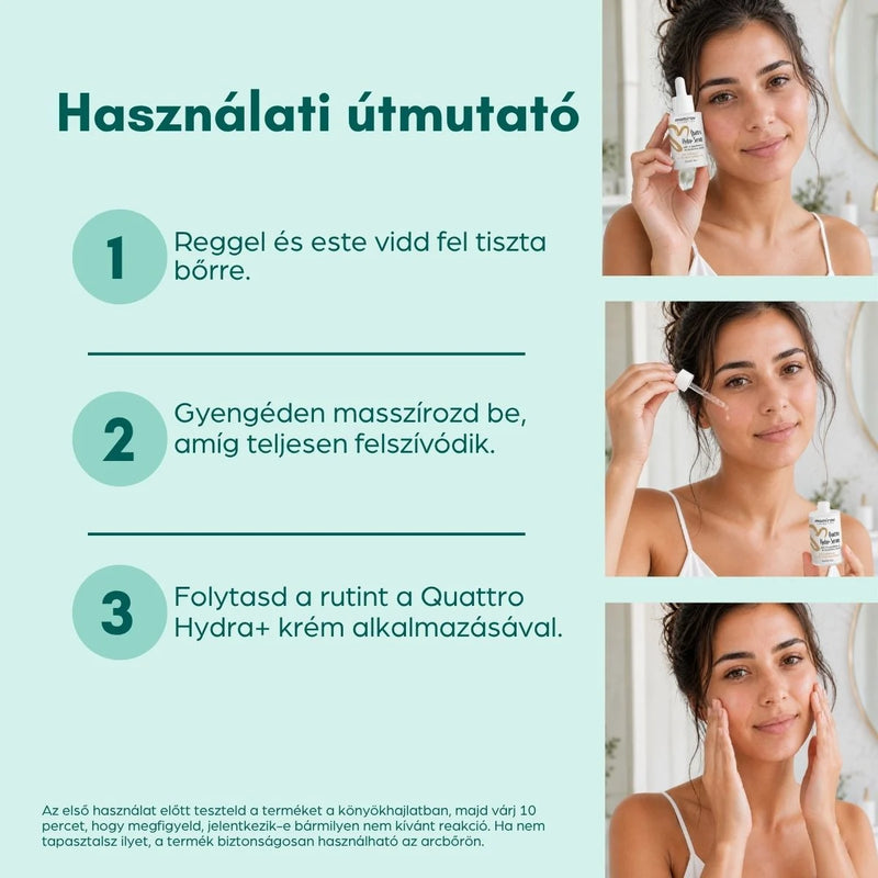 Quattro Hydra+ szérum 4D hialuronsavval, szkvalánnal és ektoinnal, 30 ml