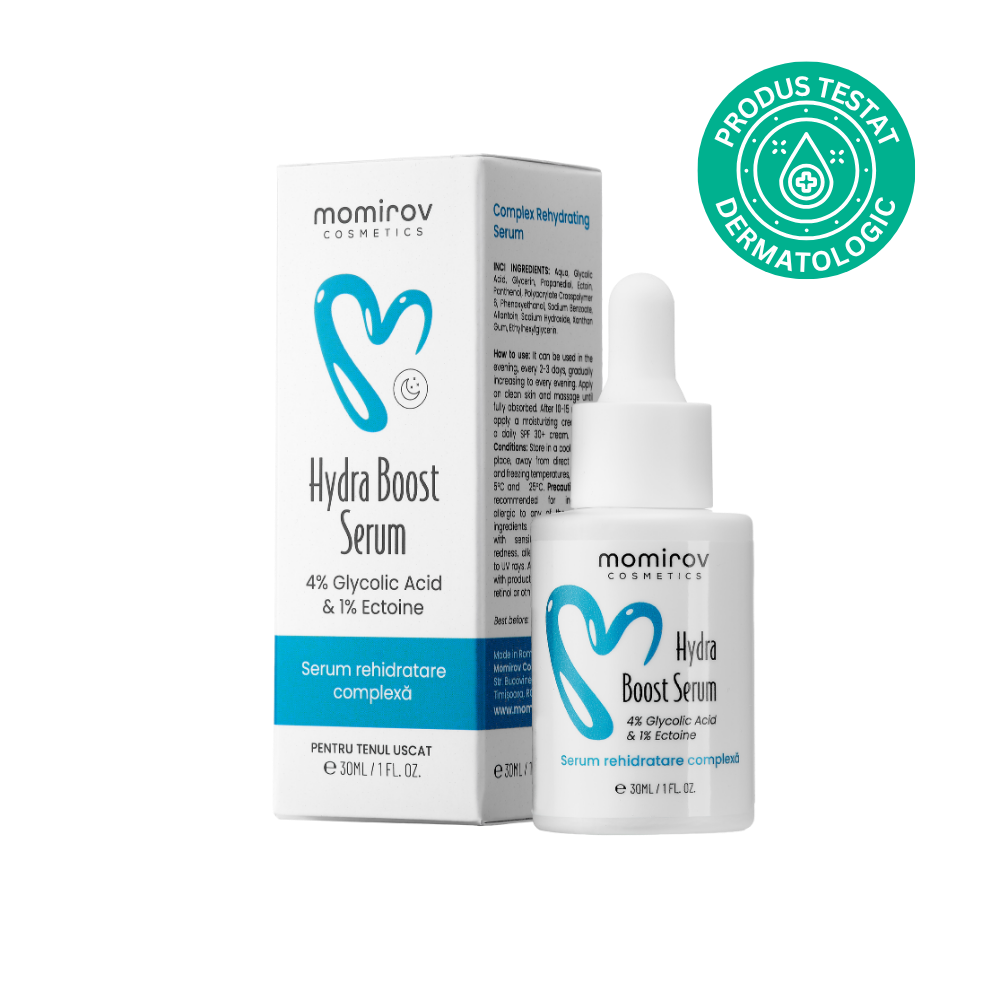 Hydra Boost szérum 4% glikolsavval és 1% ektoinnal száraz bőrre, 30 ml