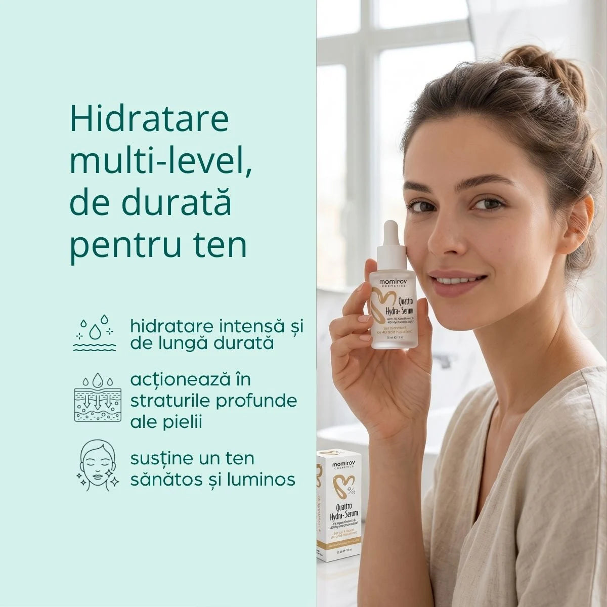 Quattro Hydra+ szérum 4D hialuronsavval, szkvalánnal és ektoinnal, 30 ml