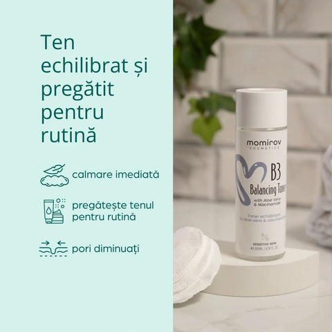 B3 kiegyensúlyozó arctoner aloe verával és niacinamiddal, 200 ml