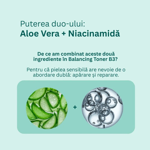 B3 kiegyensúlyozó arctoner aloe verával és niacinamiddal, 200 ml
